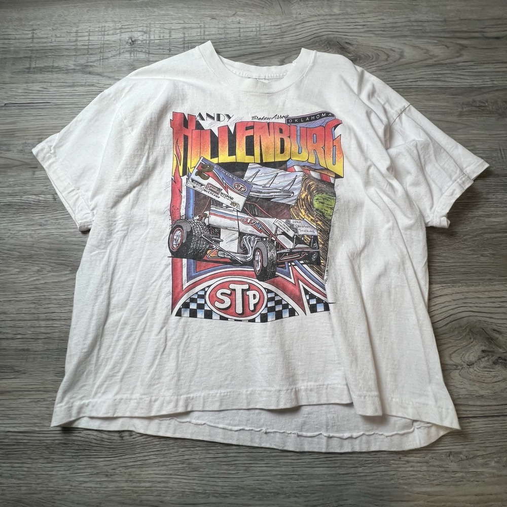 Fruit of the Loom Andy Hillenburg Racing T-Shirt Mens XXL White STP Sprint Car - Picture 1 of 10